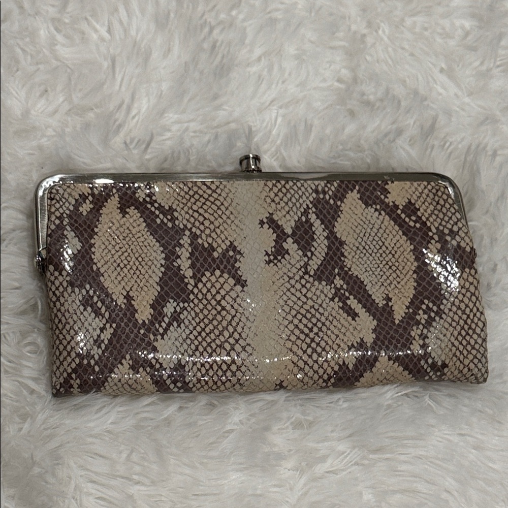 HOBO Lauren Snakeskin-Print Leather Clutch Harvest Snake Double-Frame Wallet